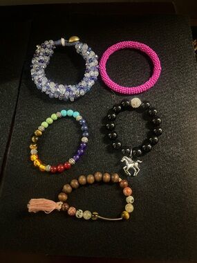 4 beaded bracelets lot